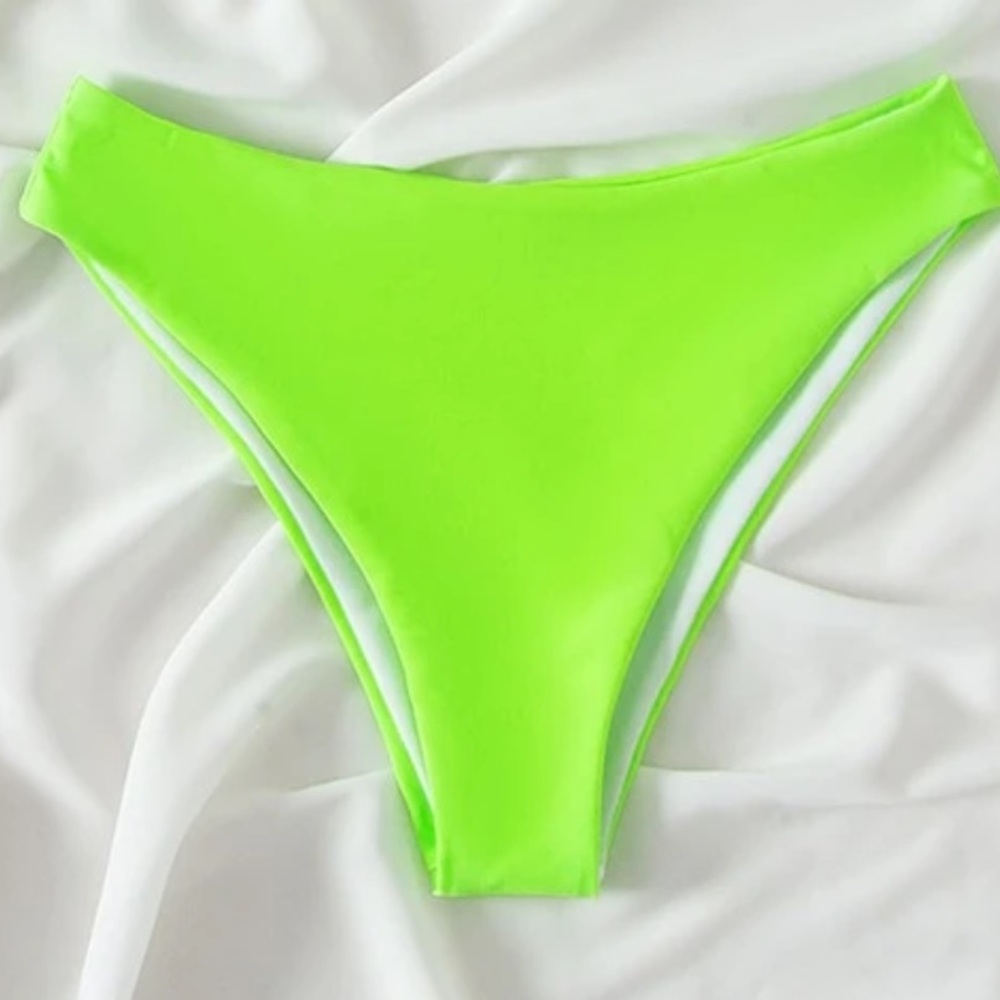 Bright green/yellow neon vibrant cheeky low cut bikini bottoms